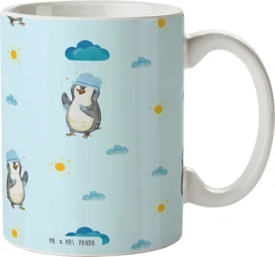 Produktbild von Mr. & Mrs. Panda Tasse Pinguin Duschen - Blau - Geschenk, Neustart, Trinkbecher, Teebecher, Keramiktasse, Becher, Dusche, Pinguine, Kaffeebecher, Duschkonzert, Singen