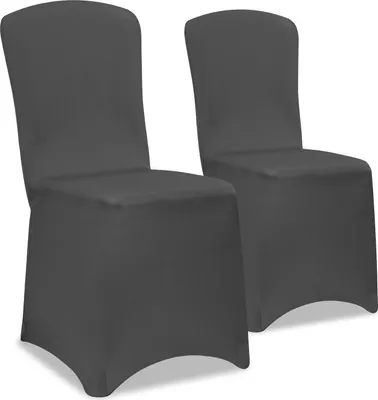 Image de 2x Housses de chaise élastiques anthracite Noël mariages évènements fêtes forme universelle couverture chaise couvre-chaises