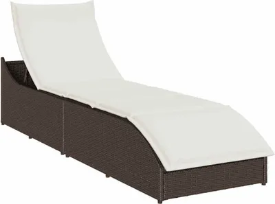 Produktbild von Klappliege mit Auflage und Stauraum Braun Poly-Rattan