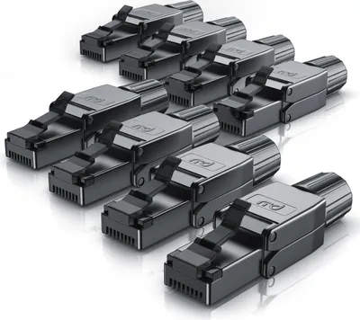Image de Primewire 8x connecteur réseau RJ-45 (Ethernet) vers câble réseau, sans outil RJ45 CAT 8, câble LAN Gigabit Ethernet, 40 Gbit/s, noir