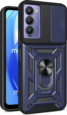 Produktbild von Hülle für Tecno Camon 18 / Camon 18 P mit Ring Ständer Halter Dia Kameraschutz TPU PC Hybrid Handyhülle Blau