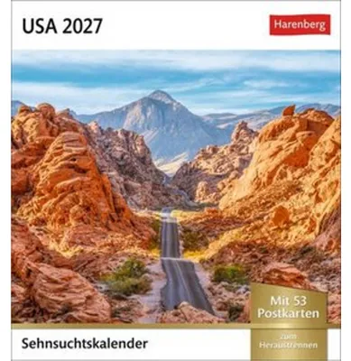 Obrázok produktu pre USA Sehnsuchtskalender 2027 - Wochenkalender mit 53 Postkarten
