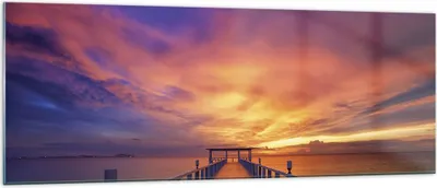 Produktbild von Bilder auf glas - Einteilig - Himmel die Farben Pier - 140x50cm - Glasbilder - Wandbilder - Bilder - zum Aufhängen bereit - Wanddekoration aus Glas - Glas Bilder - Wandbild auf Glas - GAB140x50-4202
