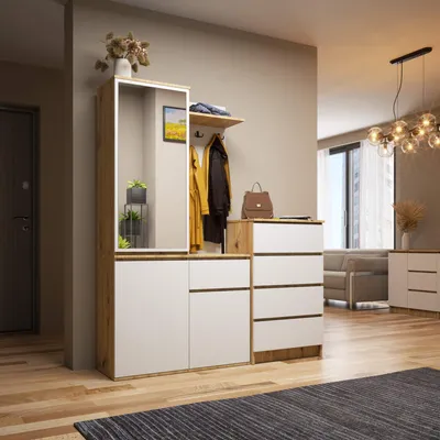 Image de Armoire de dressing avec miroir et meuble à chaussures | Armoire de dressing à 3 portes et 1 tiroir