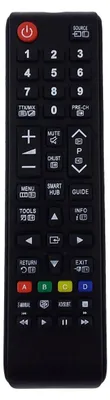 A black TV remote control with various buttons.