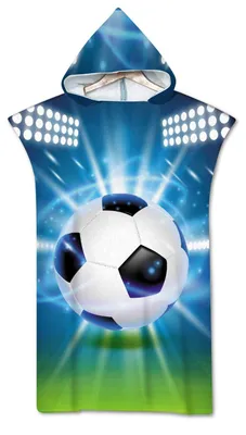 Produktbild von Omgoods – Fußball-Surfponcho, 75 x 110 cm – Bademantel aus Mikrofaser für Erwachsene