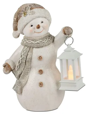 Produktbild von Dekofigur Schneemann mit LED Laterne H. 22cm weiß aus Kunststein Formano