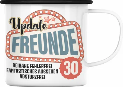 Produktbild von Trendation - 30. Geburtstag Emaille Tasse Frau Mann Geschenk 30er Geschenkidee 30 Mutter Vater Lustiger Spruch (Schwarz)