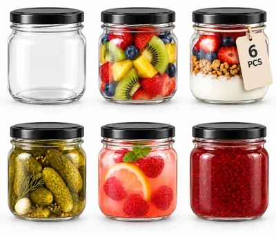 6er-Set Glaspötchen 50 ml mit Deckel, Mini-Einmachgläser