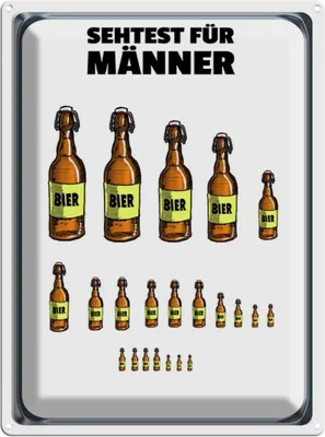 Produktbild von vianmo Blechschild 40x30 cm Alkohol Sehtest für Männer Bierflaschen Spruch Zitat