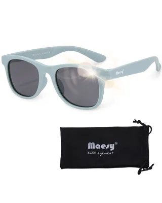Produktbild von Maesy Kinder Sonnenbrille 3-6 Jahre - Flexibel biegbar - Polarisierter UV400 Schutz - Jungen und Mädchen – Quadratisch- Lino – Blau
