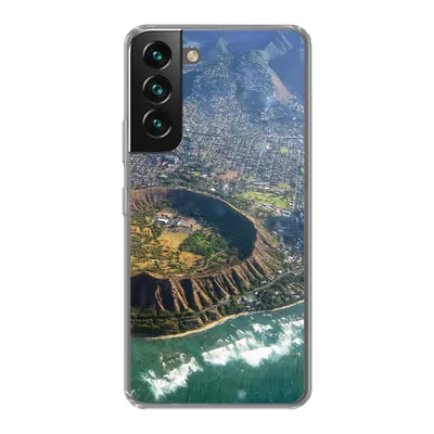 Produktbild von MuchoWow® Handyhülle Schutzhülle Hülle für Samsung Galaxy S22 Ein Luftbild von Honolulu und einem erloschenen Krater auf Hawaii Silikon Softcase Handy Hülle - Mobiltelefonhülle