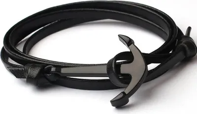 Produktbild von Elegantes Armband Norbert mit Anker - Schwarz für Herren KP34379