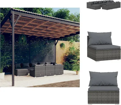 Produktbild von vidaXL 10-tlg. Garten-Lounge-Set mit Kissen Grau Poly Rattan -  Gartenmöbel-Sets