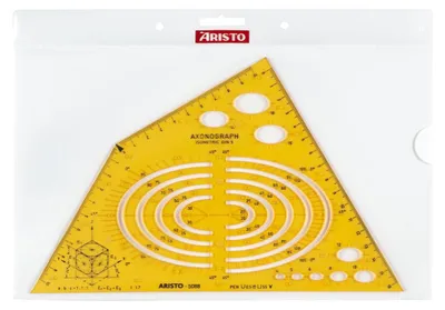 Produktbild von Aristo Schablone Axonograph Isometric DIN 5, 240 x 135 mm, Tuschenoppen