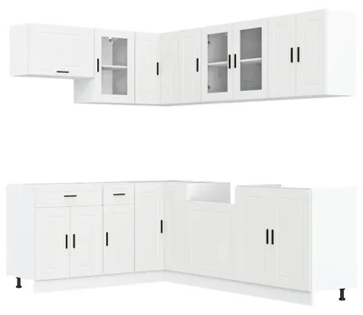 Image de vidaXL Ensemble d'armoires de cuisine Porto 11 pièces blanc bois composite