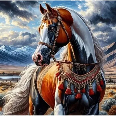 Productafbeelding van NORIMPEX Malovin, getallen: Paard met Indiaanse versiering, 40 x 50 cm