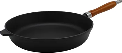 Produktbild von Karl Krüger 60028 Gusseisenpfanne Rustica mit Holzgriff - emailliert - außen u. innen schwarz matt - 28 cm