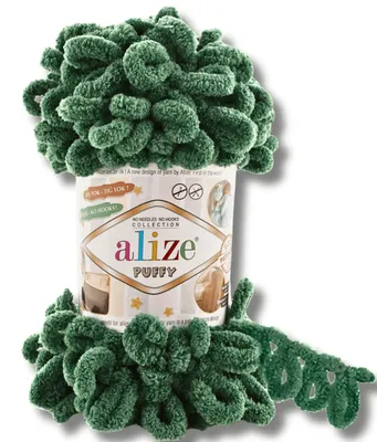 Produktbild von Alize 1x 100g Puffy Wolle, Uni, Häkeln, Stricken (Moos Green - 532)