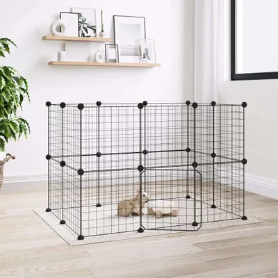 Produktbild von vidaXL 20dílná klec pro domácí mazlíčky s dvířky černá 35x35 cm ocelová