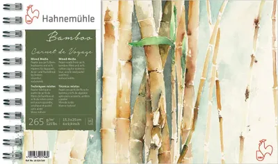 Zdjęcie produktu dla HAHNEMÜHLE 10628549 HAHNEMÜHLE Malblock Bamboo 15,3 x 25,0 cm 265 g/qm, 15 Blatt, 1 Block
