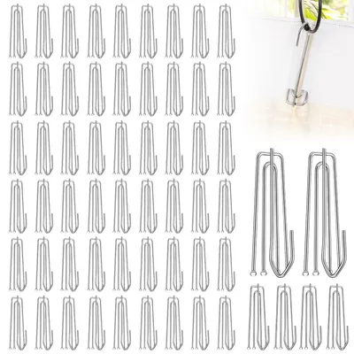 Produktbild von 60 pcs Edelstahl-Vorhanghaken,Vier-und Fünf-Klauen-Haken,Tragkraft ca.2kg pro Haken,passend für alle Standard-Vorhangschienen,Roll- und Gleitvorhänge