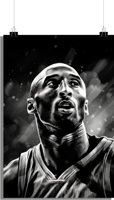 Produktbild von Kobe Bryant Poster - Basketball Poster - Schwarz-Weiß Poster - Porträt Poster - 51x71cm - Perfekt zum Einrahmen