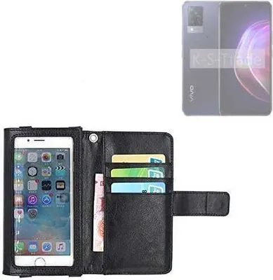 Produktbild von K-S-Trade Handy Hülle Schutz Hülle Kompatibel mit Vivo V21 5G Case mit Displayschutz / Schutzfolie Flip Cover Wallet case Etui Hülle schwarz