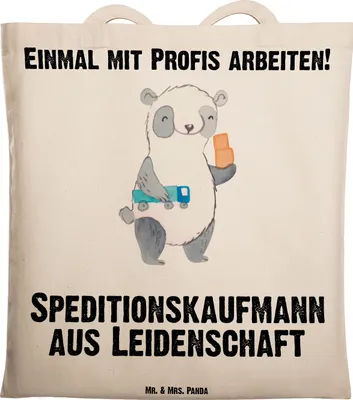 Produktbild von Mr. & Mrs. Panda Jutetasche Speditionskaufmann Leidenschaft - Transparent - Geschenk, Shopping Tasche, canvas, Schultasche, Tote Bag, Jutebeutel