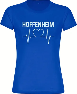Produktbild von multifanshop Damen T-Shirt - Hoffenheim - Herzschlag, blau, Größe XXL