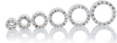 Immagine prodotto di Piercing per orecchio in acciaio a vite con pietre di Cristal Bianco - 4 mm