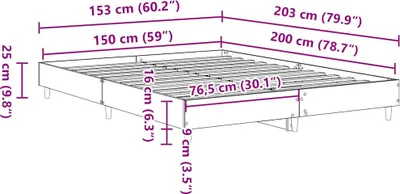 Produktbild von vidaXL Bettgestell ohne Matratze Schwarz 150x200 cm Holzwerkstoff