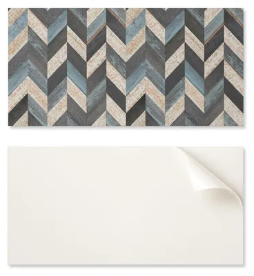 Image de Panneaux muraux décoratifs en vinyle adhésif, dimensions 120 x 60 cm, motif ziguezague avec aspect bois
