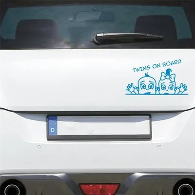 Produktbild von Auto Aufkleber Zwillinge an Bord Mädchen Junge 20x11 cm Hellblau Sticker Heckscheibenaufkleber