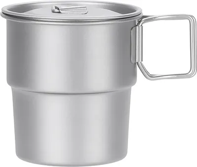 Produktbild von Stapelbare Kaffeetassen, Titan-Campingbecher, 300 ml, faltbarer Griff, wiederverwendbarer Metallbecher für den Außenbereich, Camp