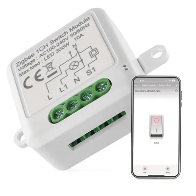 Produktbild von EMOS GoSmart Lichtschalter-Modul / Zigbee mit App, Unterputz Relais-Schalter zur Fernsteuerung, Sprachsteuerung, für Einzelschalter, H5101