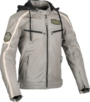 Produktbild von DIFI Detroit 2 Motorrad Lederjacke, hellgrau/schwarz, 54