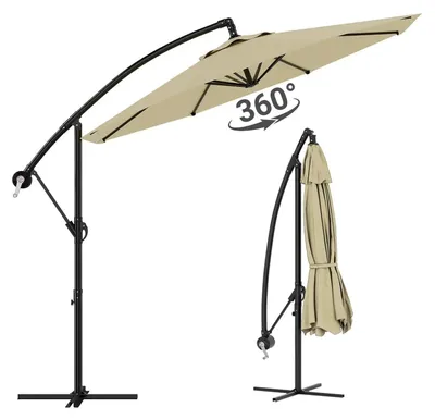 Produktbild von Freischwingender Sonnenschirm, 360° Drehung, UV-Schutz, khaki