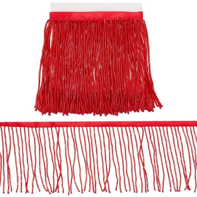 Productafbeelding van Omgoods - Rode kralen franjer trim (0.91M) voor kledingaccessoires en decoratie