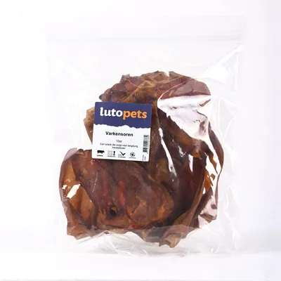Produktbild von Lutopets Schweineohren – 10 Stück – Kausnack Hund