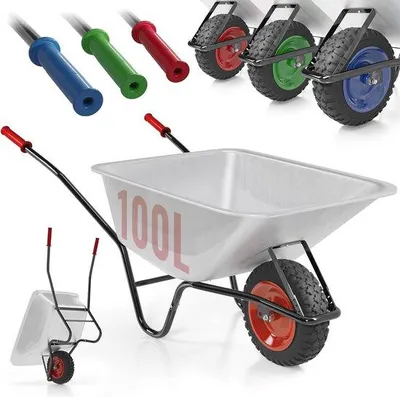 Image de Chariote à deux roues avec pneus et système de basculage – Capacité de 100 litres, jusqu'à 210 kg