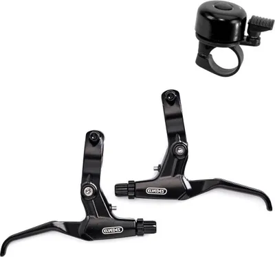 Produktbild von Elvedes Bremshebelsatz für Mechanische Scheibenbremse - Set links/rechts in schwarz inkl. 1 x Fahrradklingel
