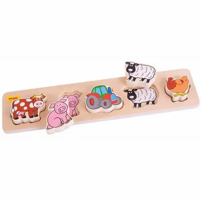 Zdjęcie produktu dla Bigjigs Baby Drewniane puzzle z wkładką Farma