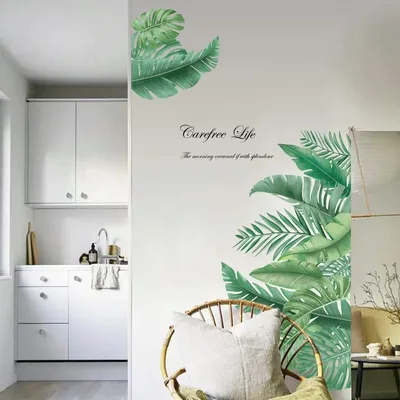 Produktbild von Muursticker "Riesige grüne Blätter" – Wanddekoration für Schlafzimmer – Wanddekoration für Wohnzimmer – Wandsticker für Kinder – Wandsticker für Babyzimmer – Wasserfest und abnehmbar