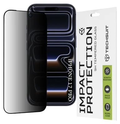 Obrázok produktu pre Techsuit - 111D Privacy Full Glue ochranné privátne sklo pre iPhone 17 Pro - čierne