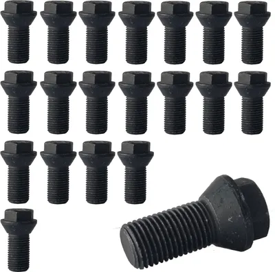 Immagine prodotto di 20x bullone ruota M12x1,5 colletto conico 60° nero 21 mm | chiave 17 mm