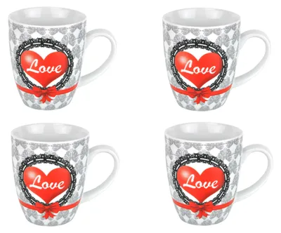Zdjęcie produktu dla zestaw 4 kubków do kawy serce 35cl kubek serce kubek serce kubek do kawy porcelana