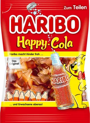 Produktbild von Haribo Happy Cola, Gummibärchen, 175 g, Cola, Türkis, Durchscheinend, 110 kcal, 25 g