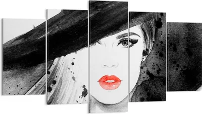 Produktbild von Bild auf Leinwand - Leinwandbild - Frau Gesicht Lippen - 160x85cm - Wand Bild - Wanddeko - Leinwanddruck - Bilder - Kunstdruck - Wanddekoration - Leinwand bilder - Wandkunst - EA160x85-3916