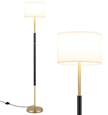 Produktbild von KOMFOTTEU 165 cm Stehleuchte, moderne Stehlampe mit Lampenschirm aus Leinen & Fußschalter, Standleuchte mit E27 Fassung & beschwertem Sockel, Standlampe für Wohnzimmer & Schlafzimmer